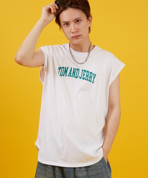 Tom&Jerry(トムアンドジェリー)の「【TOM&JERRY】プリント ノースリーブTシャツ(タンクトップ・メンズ・ホワイト/チャコール/ブラック系/ホワイト系・MEDIUM/LARGE/X-LARGE)」の6枚目の写真
