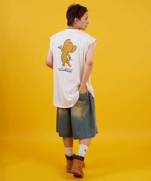 Tom&Jerry(トムアンドジェリー)の「【TOM&JERRY】プリント ノースリーブTシャツ(タンクトップ・メンズ・ホワイト/チャコール/ブラック系/ホワイト系・MEDIUM/LARGE/X-LARGE)」の9枚目の写真