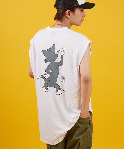 Tom&Jerry(トムアンドジェリー)の「【TOM&JERRY】プリント ノースリーブTシャツ(タンクトップ・メンズ・ホワイト/チャコール/ブラック系/ホワイト系・MEDIUM/LARGE/X-LARGE)」の10枚目の写真