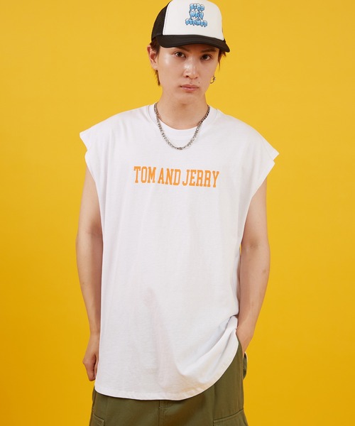 Tom&Jerry(トムアンドジェリー)の「【TOM&JERRY】プリント ノースリーブTシャツ(タンクトップ・メンズ・ホワイト/チャコール/ブラック系/ホワイト系・MEDIUM/LARGE/X-LARGE)」の11枚目の写真