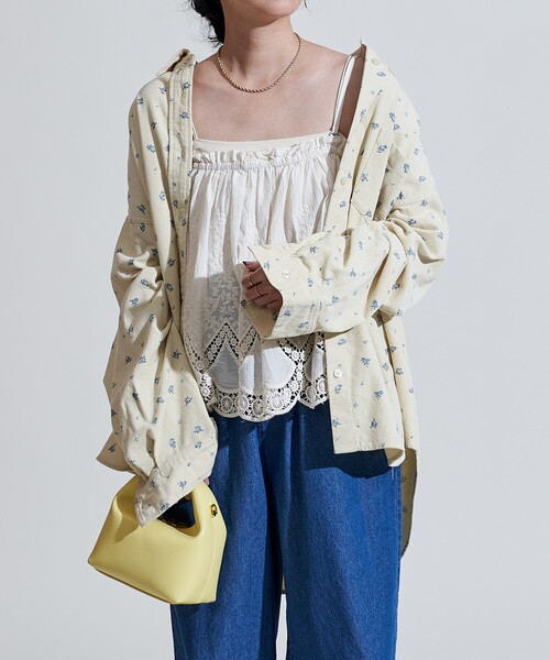 FREAK'S STORE(フリークスストア)の「カントリーフラワー コーデュロイシャツ<セットアップ対応>/小花柄(シャツ/ブラウス・レディース・キャメル/チャコール/ナチュラル・フリ-)」の5枚目の写真
