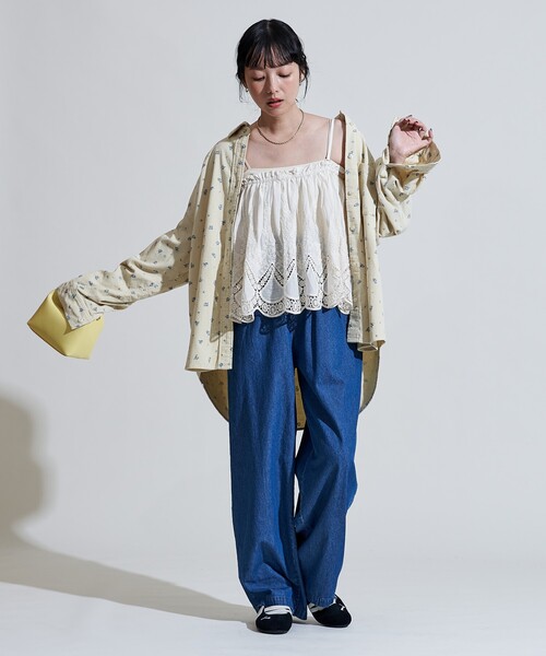 FREAK'S STORE(フリークスストア)の「カントリーフラワー コーデュロイシャツ<セットアップ対応>/小花柄(シャツ/ブラウス・レディース・キャメル/チャコール/ナチュラル・フリ-)」の6枚目の写真