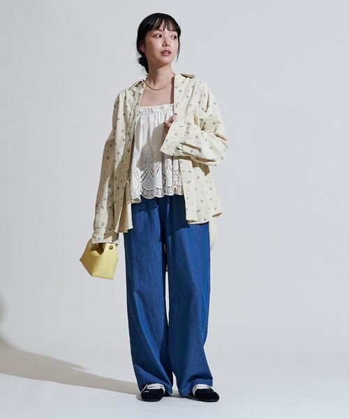 FREAK'S STORE(フリークスストア)の「カントリーフラワー コーデュロイシャツ<セットアップ対応>/小花柄(シャツ/ブラウス・レディース・キャメル/チャコール/ナチュラル・フリ-)」の7枚目の写真