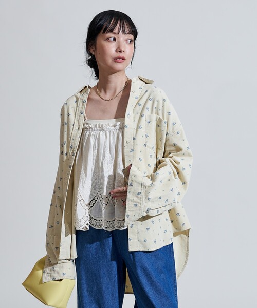 FREAK'S STORE(フリークスストア)の「カントリーフラワー コーデュロイシャツ<セットアップ対応>/小花柄(シャツ/ブラウス・レディース・キャメル/チャコール/ナチュラル・フリ-)」の10枚目の写真