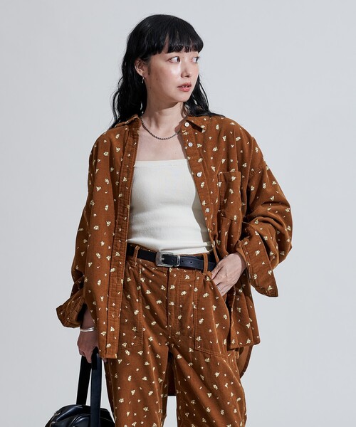 FREAK'S STORE(フリークスストア)の「カントリーフラワー コーデュロイシャツ<セットアップ対応>/小花柄(シャツ/ブラウス・レディース・キャメル/チャコール/ナチュラル・フリ-)」の17枚目の写真