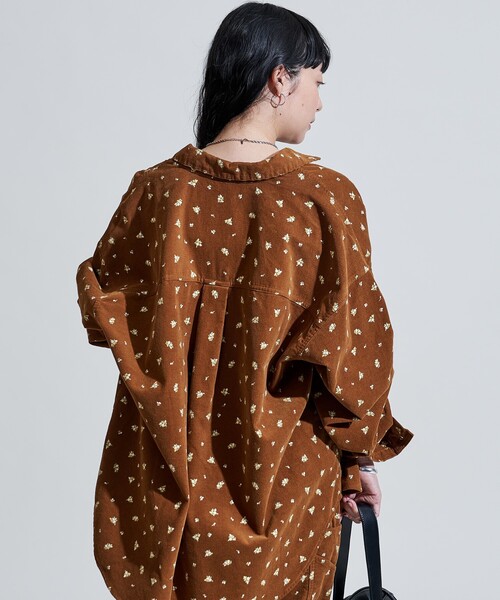 FREAK'S STORE(フリークスストア)の「カントリーフラワー コーデュロイシャツ<セットアップ対応>/小花柄(シャツ/ブラウス・レディース・キャメル/チャコール/ナチュラル・フリ-)」の18枚目の写真