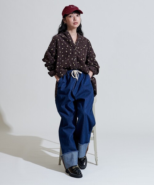 FREAK'S STORE(フリークスストア)の「カントリーフラワー コーデュロイシャツ<セットアップ対応>/小花柄(シャツ/ブラウス・レディース・キャメル/チャコール/ナチュラル・フリ-)」の19枚目の写真