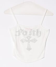 XU | 【Never mind the XU】faith rhinestone sleeveless / 【ネバーマインド ザ エックスユー】ラインストーンキャミソール(キャミソール)