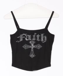 XU | 【Never mind the XU】faith rhinestone sleeveless / 【ネバーマインド ザ エックスユー】ラインストーンキャミソール(キャミソール)