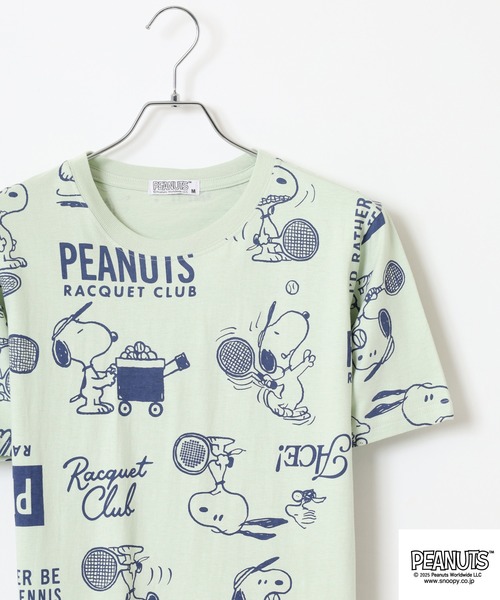 PEANUTS(ピーナッツ)の「PEANUTS 総柄プリント天竺半袖Tシャツ(Tシャツ/カットソー・メンズ・ブラック/ブルーグレー/杢グレー/オートミール/ネイビー/ライトグリーン・M/L/LL)」の5枚目の写真