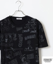 PEANUTS 総柄プリント天竺半袖Tシャツ