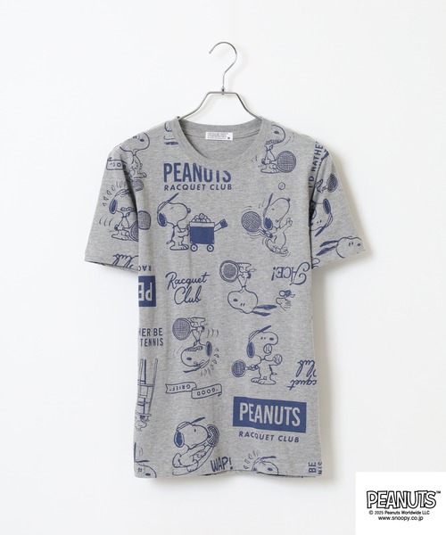 PEANUTS(ピーナッツ)の「PEANUTS 総柄プリント天竺半袖Tシャツ(Tシャツ/カットソー・メンズ・ブラック/ブルーグレー/杢グレー/オートミール/ネイビー/ライトグリーン・M/L/LL)」の12枚目の写真