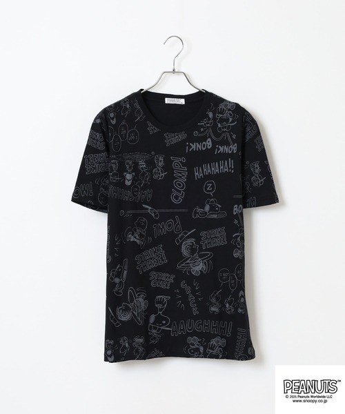 PEANUTS(ピーナッツ)の「PEANUTS 総柄プリント天竺半袖Tシャツ(Tシャツ/カットソー・メンズ・ブラック/ブルーグレー/杢グレー/オートミール/ネイビー/ライトグリーン・M/L/LL)」の7枚目の写真
