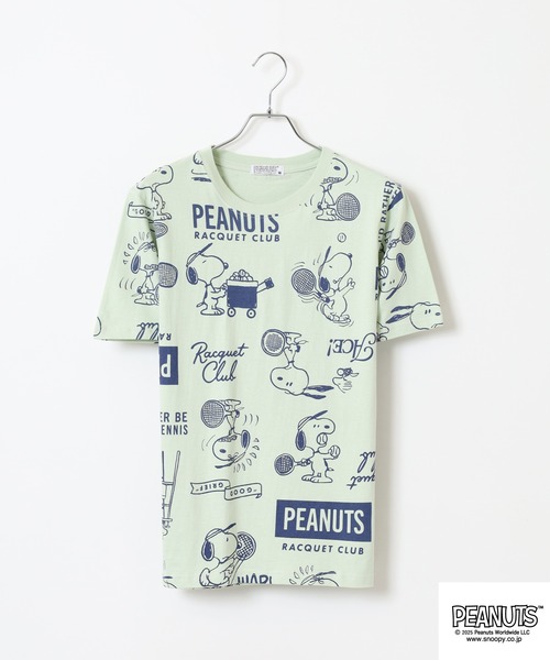 PEANUTS(ピーナッツ)の「PEANUTS 総柄プリント天竺半袖Tシャツ(Tシャツ/カットソー・メンズ・ブラック/ブルーグレー/杢グレー/オートミール/ネイビー/ライトグリーン・M/L/LL)」の14枚目の写真