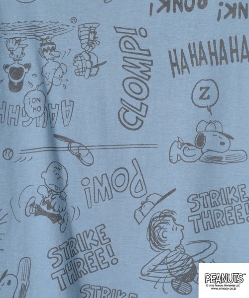 PEANUTS(ピーナッツ)の「PEANUTS 総柄プリント天竺半袖Tシャツ(Tシャツ/カットソー・メンズ・ブラック/ブルーグレー/杢グレー/オートミール/ネイビー/ライトグリーン・M/L/LL)」の11枚目の写真