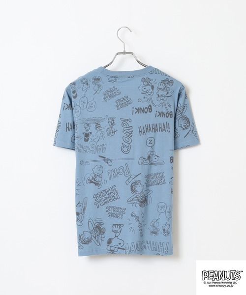 PEANUTS(ピーナッツ)の「PEANUTS 総柄プリント天竺半袖Tシャツ(Tシャツ/カットソー・メンズ・ブラック/ブルーグレー/杢グレー/オートミール/ネイビー/ライトグリーン・M/L/LL)」の10枚目の写真