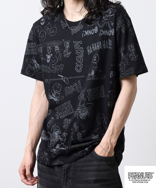 PEANUTS(ピーナッツ)の「PEANUTS 総柄プリント天竺半袖Tシャツ(Tシャツ/カットソー・メンズ・ブラック/ブルーグレー/杢グレー/オートミール/ネイビー/ライトグリーン・M/L/LL)」の20枚目の写真