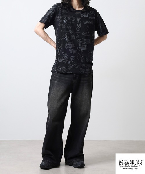 PEANUTS(ピーナッツ)の「PEANUTS 総柄プリント天竺半袖Tシャツ(Tシャツ/カットソー・メンズ・ブラック/ブルーグレー/杢グレー/オートミール/ネイビー/ライトグリーン・M/L/LL)」の22枚目の写真