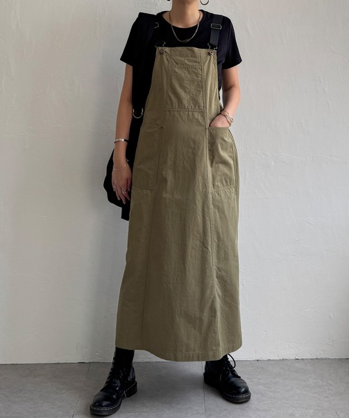 LBC（エルビーシー）の「コットンツイルワークジャンスカ（ワンピース・レディース・ベージュ/チャコールグレー/エメラルド・M）」の3枚目の写真