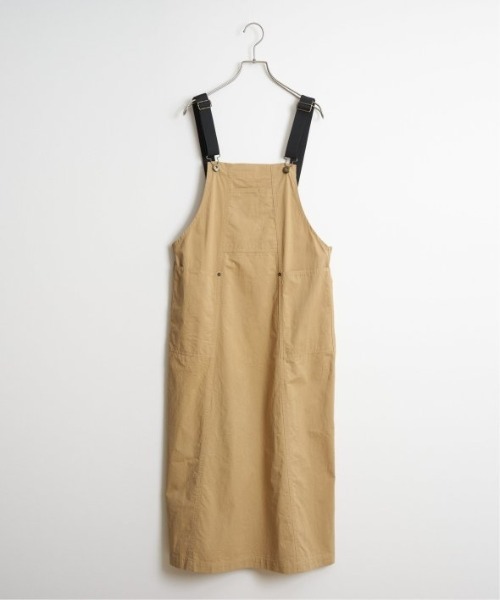 LBC（エルビーシー）の「コットンツイルワークジャンスカ（ワンピース・レディース・ベージュ/チャコールグレー/エメラルド・M）」の4枚目の写真