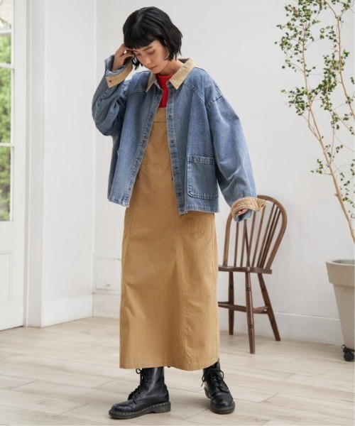 LBC(エルビーシー)の「コットンツイルワークジャンスカ(ワンピース・レディース・ベージュ/チャコールグレー/エメラルド・M)」の22枚目の写真