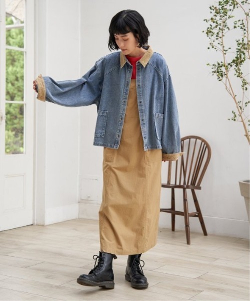 LBC（エルビーシー）の「コットンツイルワークジャンスカ（ワンピース・レディース・ベージュ/チャコールグレー/エメラルド・M）」の16枚目の写真