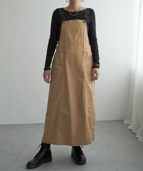 LBC（エルビーシー）の「コットンツイルワークジャンスカ（ワンピース・レディース・ベージュ/チャコールグレー/エメラルド・M）」の18枚目の写真