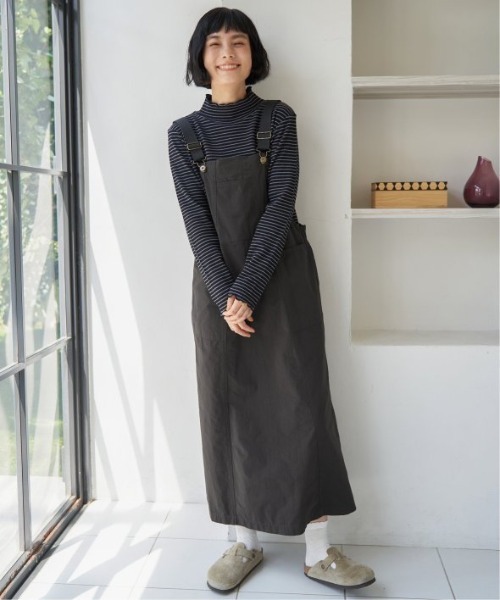 LBC（エルビーシー）の「コットンツイルワークジャンスカ（ワンピース・レディース・ベージュ/チャコールグレー/エメラルド・M）」の12枚目の写真