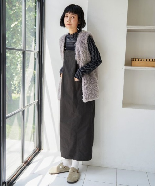 LBC（エルビーシー）の「コットンツイルワークジャンスカ（ワンピース・レディース・ベージュ/チャコールグレー/エメラルド・M）」の22枚目の写真