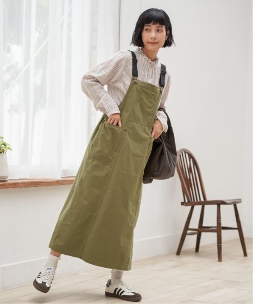 LBC（エルビーシー）の「コットンツイルワークジャンスカ（ワンピース・レディース・ベージュ/チャコールグレー/エメラルド・M）」の14枚目の写真