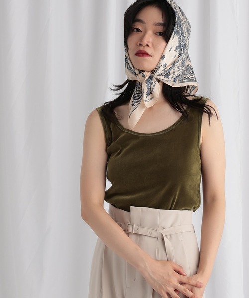 mysty woman（ミスティウーマン）の「【WEB限定】2WAYシアーベロアタンク 594112（タンクトップ・レディース・ブラック/ブラウン/ボルドー/カーキ・FREE）」の3枚目の写真