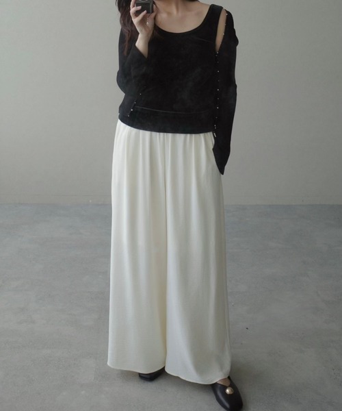 mysty woman（ミスティウーマン）の「【WEB限定】2WAYシアーベロアタンク 594112（タンクトップ・レディース・ブラック/ブラウン/ボルドー/カーキ・FREE）」の5枚目の写真