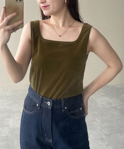 mysty woman（ミスティウーマン）の「【WEB限定】2WAYシアーベロアタンク 594112（タンクトップ・レディース・ブラック/ブラウン/ボルドー/カーキ・FREE）」の19枚目の写真