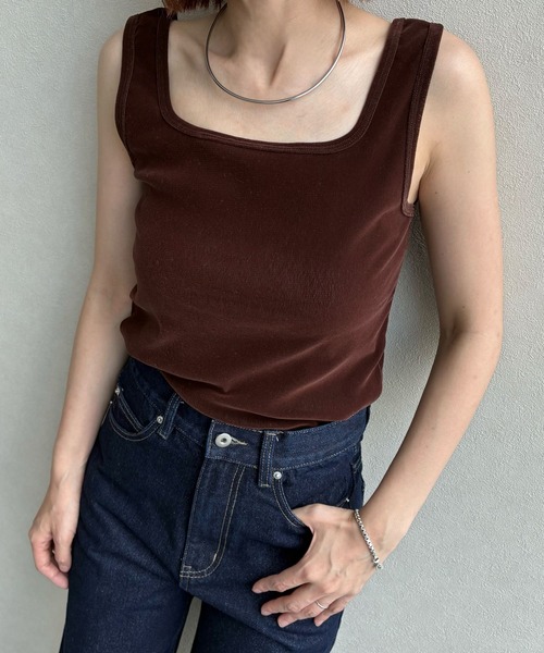 mysty woman（ミスティウーマン）の「【WEB限定】2WAYシアーベロアタンク 594112（タンクトップ・レディース・ブラック/ブラウン/ボルドー/カーキ・FREE）」の20枚目の写真