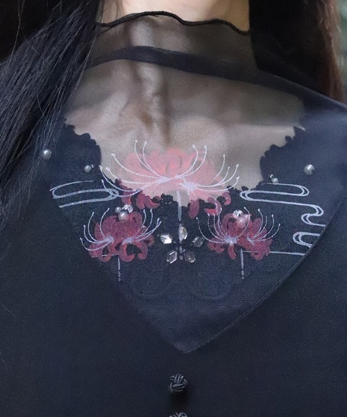 axes femme(アクシーズファム)の「彼岸花プリントシアートップス(Tシャツ/カットソー・レディース・ネイビー/レッド・FREE)」の10枚目の写真