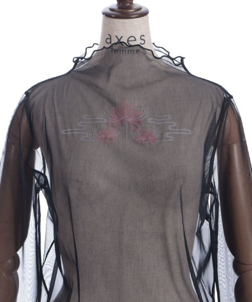 axes femme(アクシーズファム)の「彼岸花プリントシアートップス(Tシャツ/カットソー・レディース・ネイビー/レッド・FREE)」の14枚目の写真