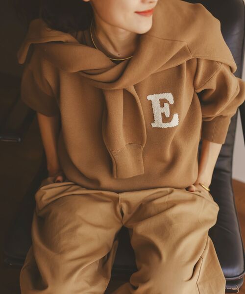 le.coeur blanc（ルクールブラン）の「《手洗い可能》サガラ刺繍クループルオーバー（ニット/セーター・レディース・レッド/ネイビー/キャメル/グレー/アイボリー・38）」の4枚目の写真