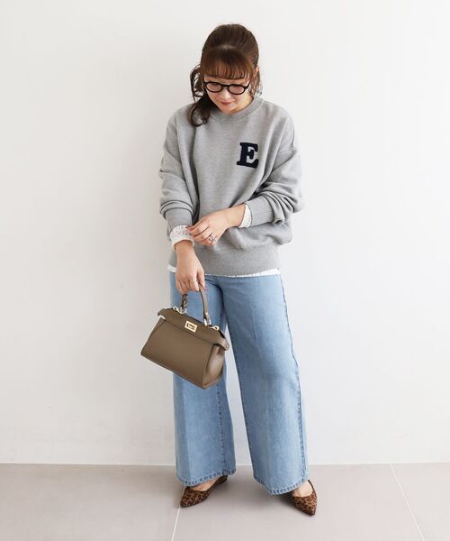 le.coeur blanc（ルクールブラン）の「《手洗い可能》サガラ刺繍クループルオーバー（ニット/セーター・レディース・レッド/ネイビー/キャメル/グレー/アイボリー・38）」の6枚目の写真