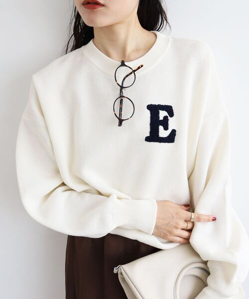 le.coeur blanc（ルクールブラン）の「《手洗い可能》サガラ刺繍クループルオーバー（ニット/セーター・レディース・レッド/ネイビー/キャメル/グレー/アイボリー・38）」の11枚目の写真