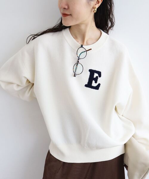 le.coeur blanc（ルクールブラン）の「《手洗い可能》サガラ刺繍クループルオーバー（ニット/セーター・レディース・レッド/ネイビー/キャメル/グレー/アイボリー・38）」の13枚目の写真