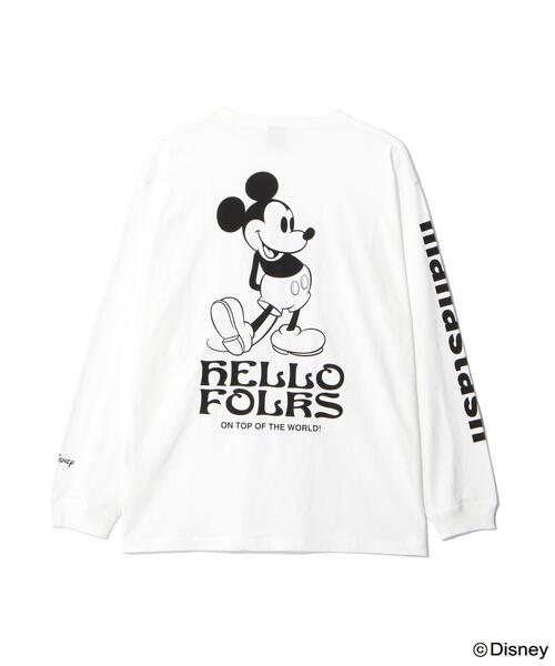 MANASTASH(マナスタッシュ)の「MANASTASH/マナスタッシュ/MICKEY L/S TEE HELLO FOLKS(Tシャツ/カットソー・メンズ・ホワイト/ブラック・XL/S/M/L)」の4枚目の写真