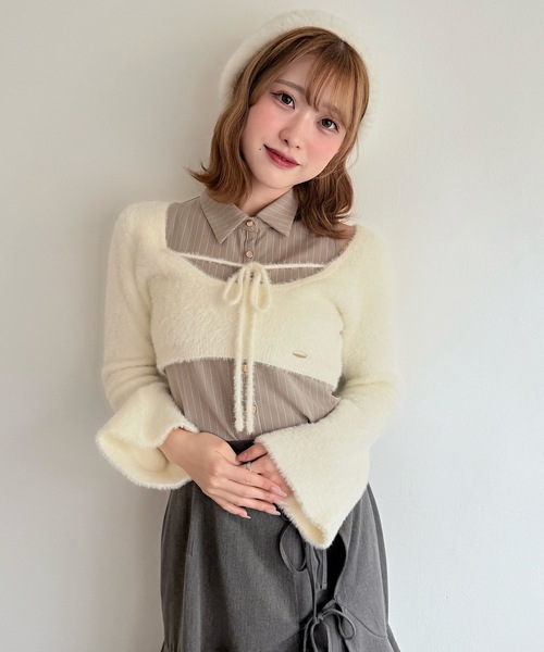 NOMAE シャツレイヤードシャギーニット シャツレイヤードシャギーニット（ニット/セーター）｜NOMAE（ノーマエ