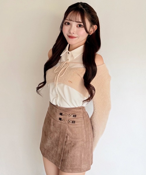 NOMAE（ノーマエ）の「シャツレイヤードシャギーニット（ニット/セーター・レディース・ベージュ/ベージュ系その他/ブラック/グレー系その他・FREE）」の18枚目の写真