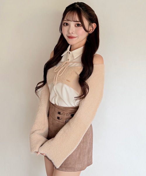 NOMAE（ノーマエ）の「シャツレイヤードシャギーニット（ニット/セーター・レディース・ベージュ/ベージュ系その他/ブラック/グレー系その他・FREE）」の16枚目の写真