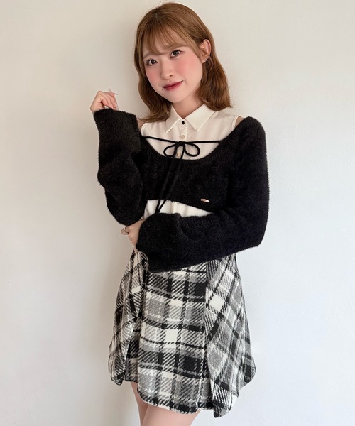 NOMAE シャツレイヤードシャギーニット シャツレイヤードシャギーニット（ニット/セーター）｜NOMAE（ノーマエ