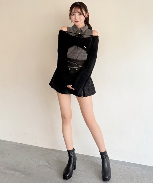 シャツレイヤードシャギーニット（ニット/セーター）｜NOMAE（ノーマエ