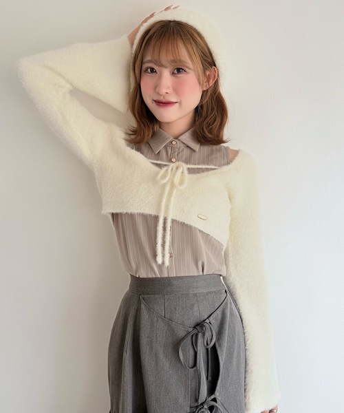 シャツレイヤードシャギーニット（ニット/セーター）｜NOMAE（ノーマエ