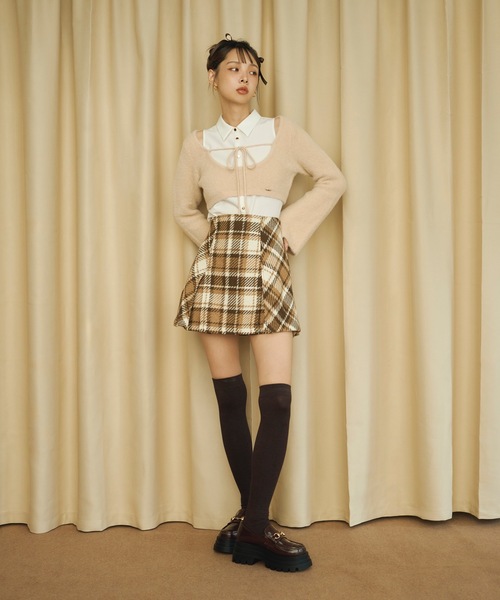 NOMAE（ノーマエ）の「シャツレイヤードシャギーニット（ニット/セーター・レディース・ベージュ/ベージュ系その他/ブラック/グレー系その他・FREE）」の13枚目の写真