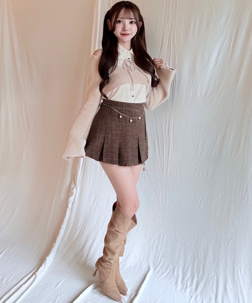 NOMAE（ノーマエ）の「シャツレイヤードシャギーニット（ニット/セーター・レディース・ベージュ/ベージュ系その他/ブラック/グレー系その他・FREE）」の11枚目の写真