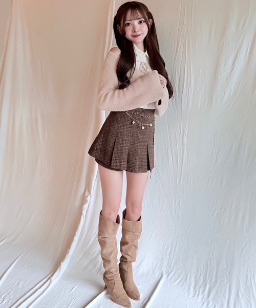 NOMAE（ノーマエ）の「シャツレイヤードシャギーニット（ニット/セーター・レディース・ベージュ/ベージュ系その他/ブラック/グレー系その他・FREE）」の8枚目の写真